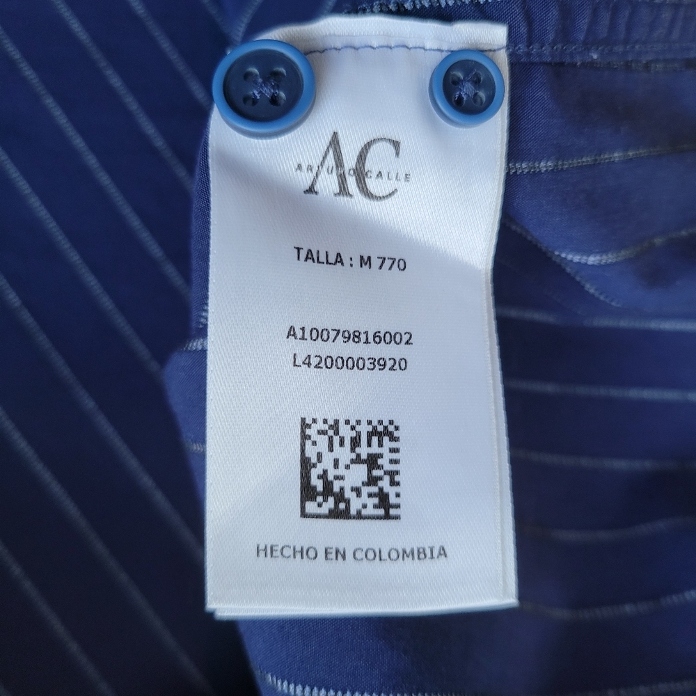 AC | Men's Slim Fit Striped Short Sleeve Button-Down Shirt EUC Medium - Picture 13 of 15